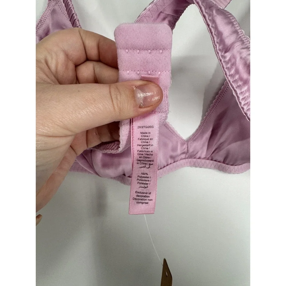 SKIMS Satin Bralette Bra Womens Size 2XL 2X Pink Wireless Adjustable Straps